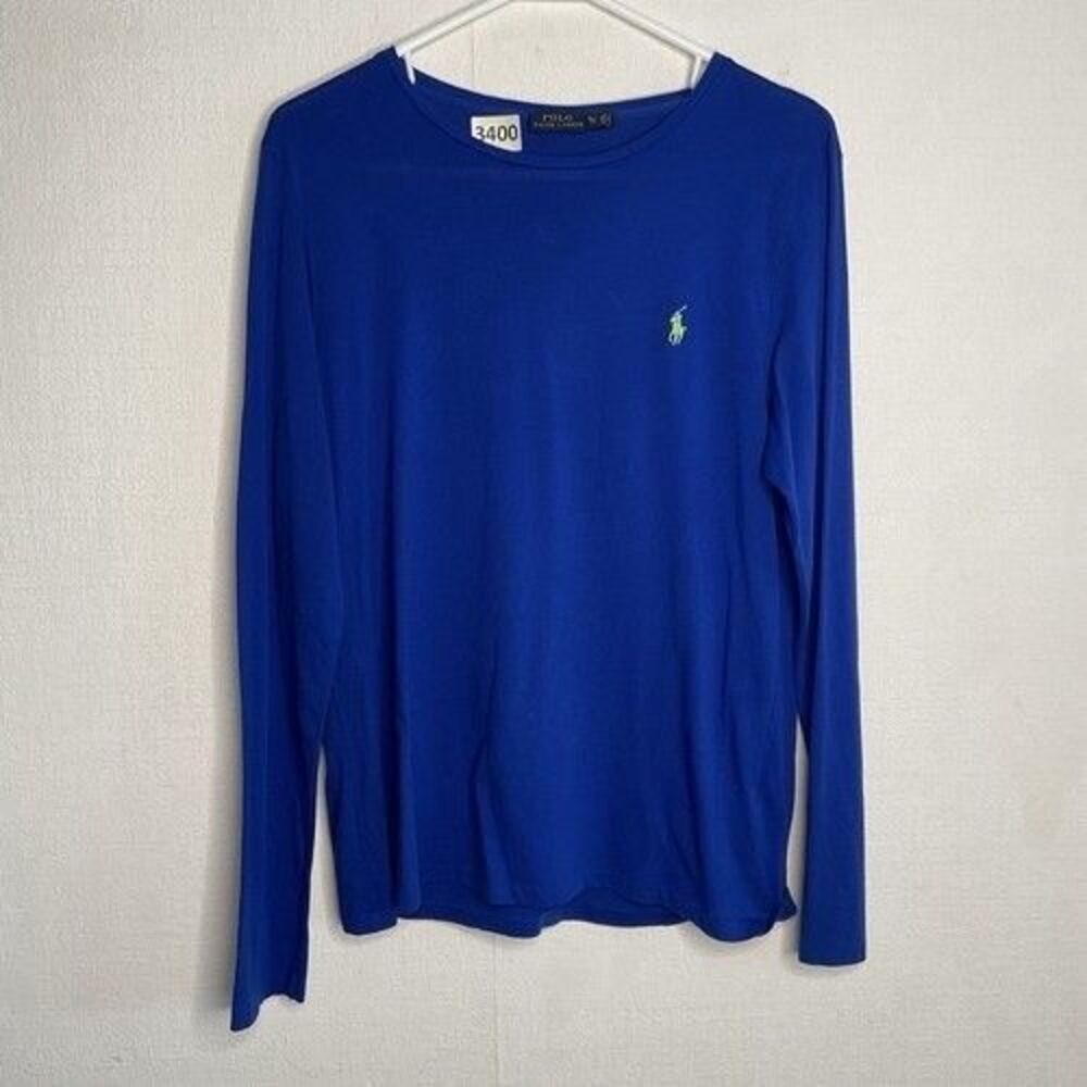 Polo Ralph Lauren Blue Preppy Long Sleeve Slim Fit T-Shirt Men XL Vietnam Cotton